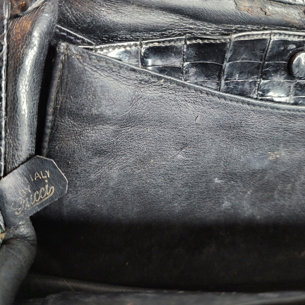 AUTHENTIC GUCCI SUPER RARE 1950s RESTORATION PIECE BLACK CROCODILE - Picture 10 of 16